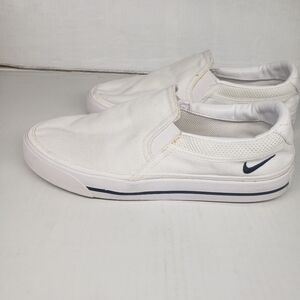 Nike Court Legacy Slip On Sneakers Womens Sz 8 2021 CW6540-100 White Minor Wear